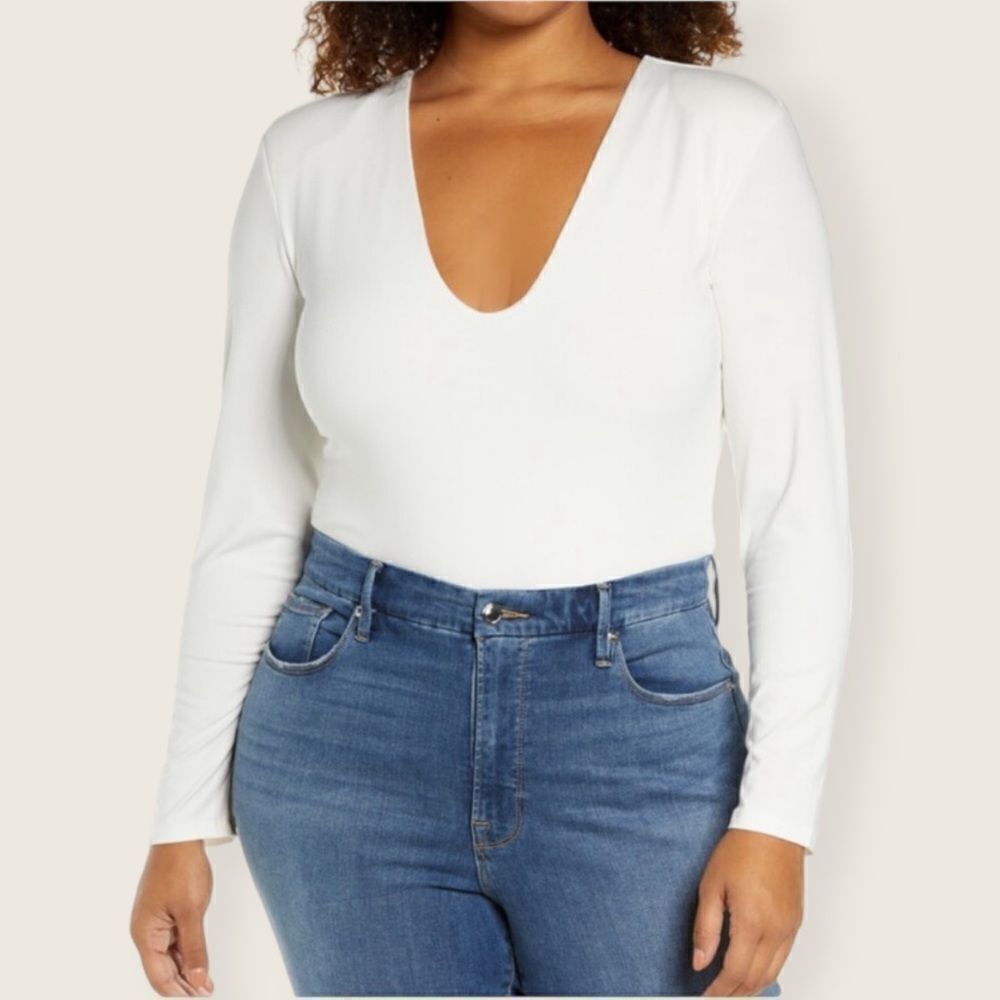 Good American Deep V Long sleeve Bodysuit size 4X